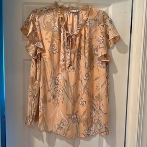 Liz Claiborne floral peach tie front blouse 1X